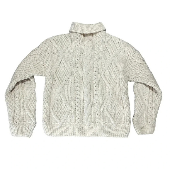 Vintage Ice Ame Full Zip Chunky Sweater Cardigan Ivory Hand Knit Size Large - Picture 7 of 11